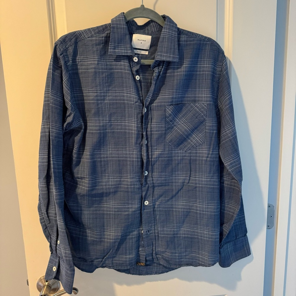 Billy Reid Blue Plaid Cotton Button Down | M
